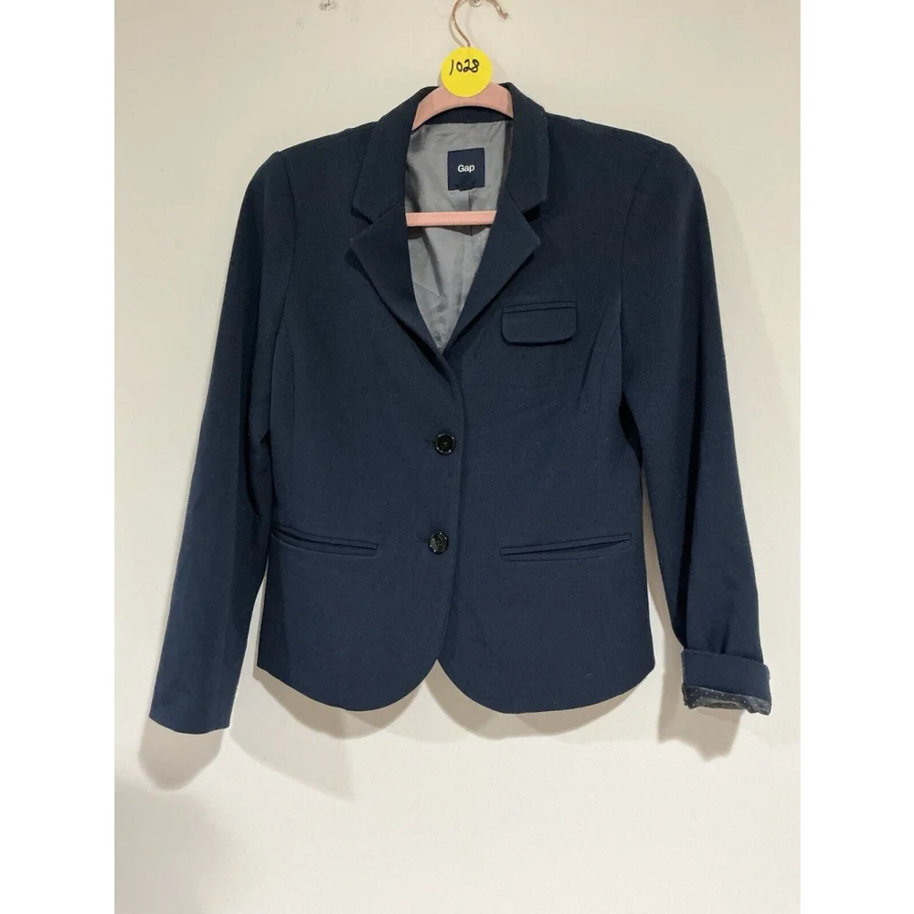 Woman’s Gap Size 0 Blue 2 Button Up Lined Blazer - Picture 1 of 11